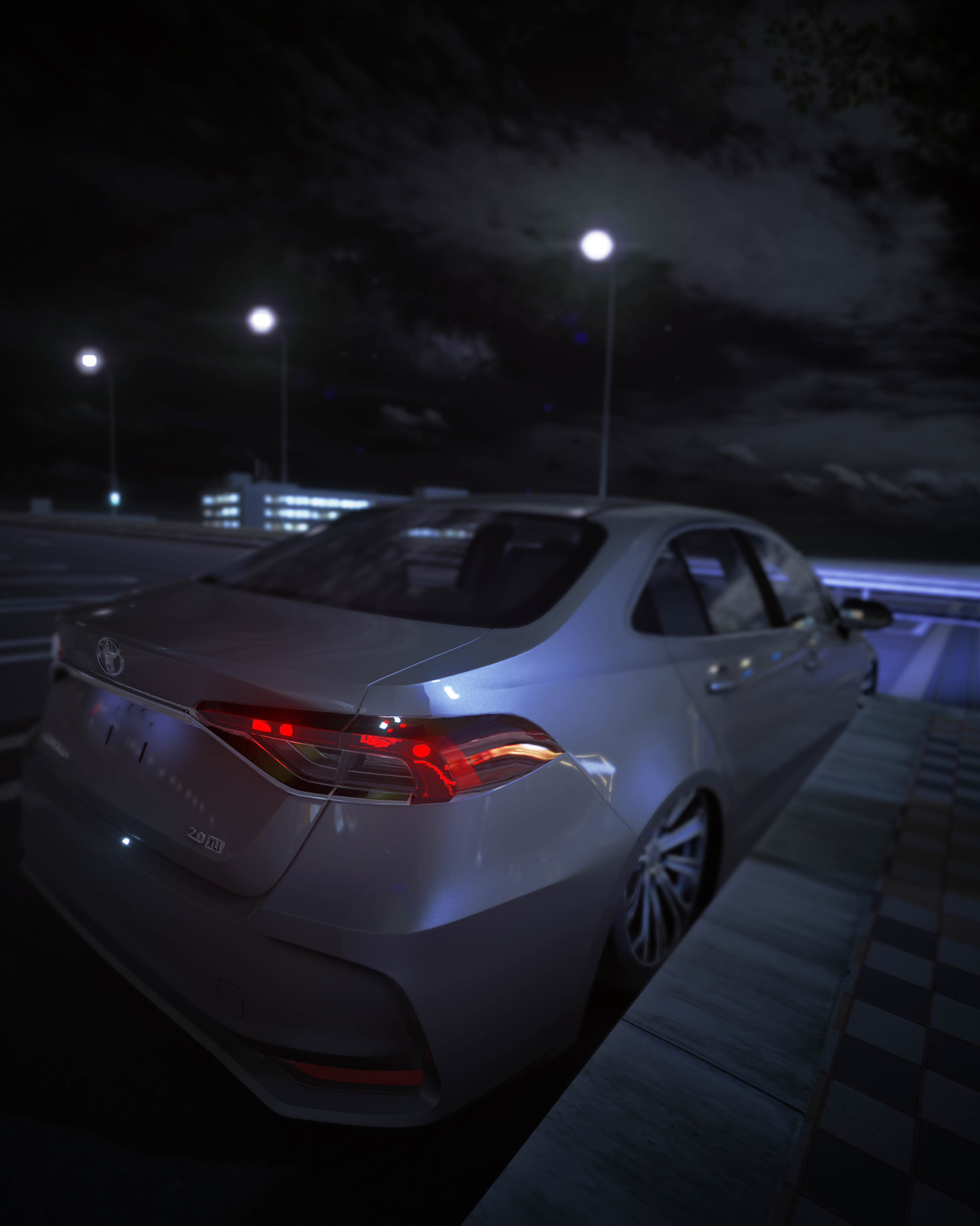Prévia de Assetto Corsa em pista urbana noturna com luzes neon